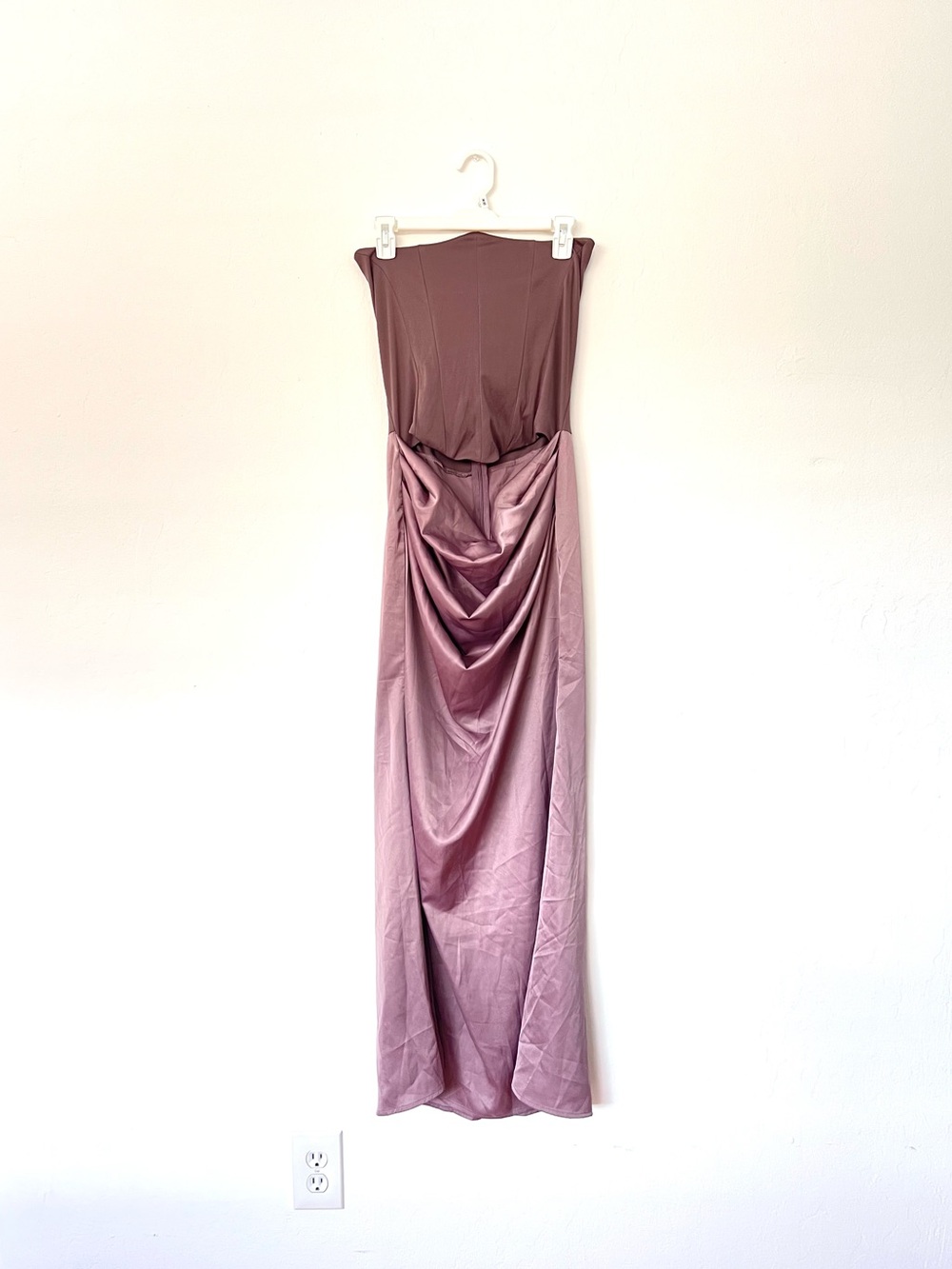 Singular Mauve Corset Satin Evening Gown